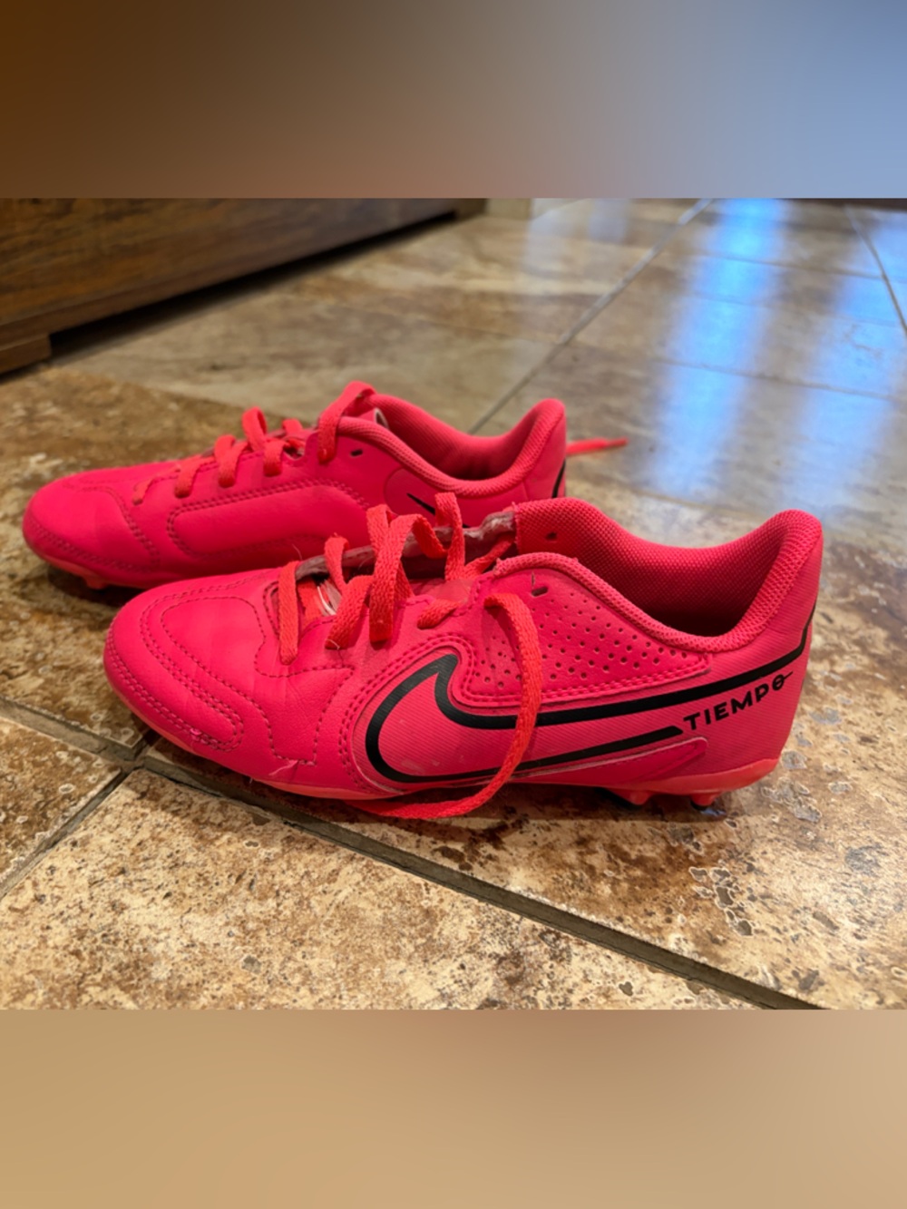 Nike Kids' Tiempo Jr. Soccer Sneakers - Hot Pink with Black Accents